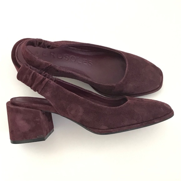 AEROSOLES Altona Slingback Block Heel Pumps Burgundy Women’s Size 7 - Picture 2 of 16